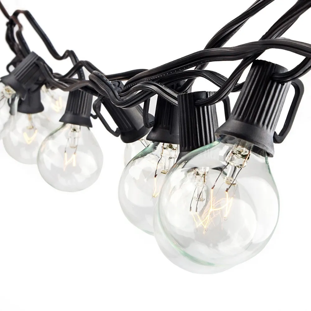 G40 Lâmpada Globo Cordão de Luzes com Lâmpada Transparente Luzes de Pátio de Quintal Lâmpadas Vintage Decorativas ao Ar Livre Guirlanda Casamento 185v