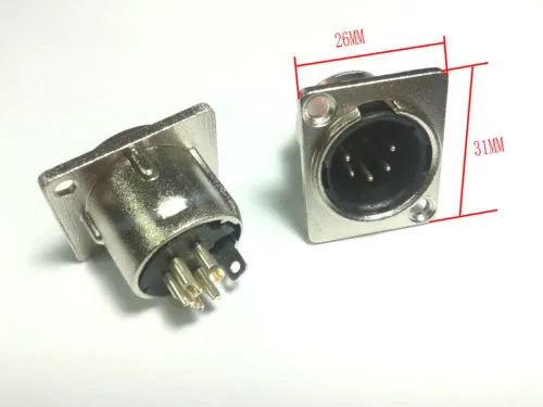 2PCS 5 pin MALE XLR Chassis Mounted Socket panel for DMX intercom headset