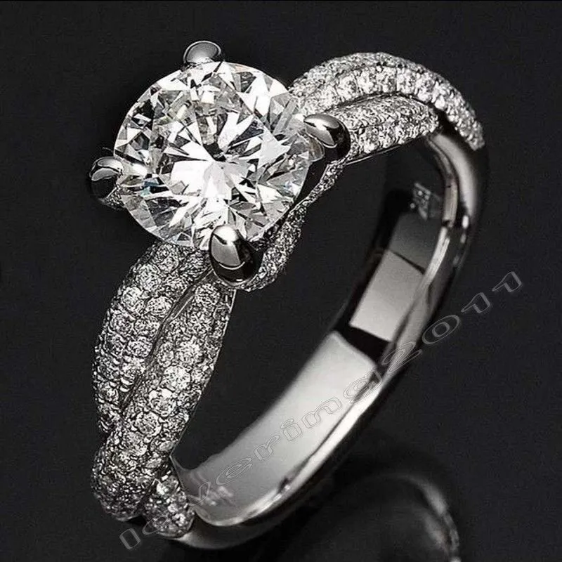 Victoria Wieck Luxury Smycken Dinosaur Claw Set 3CT Diamonique CZ Diamant 14kt Vitguld Fylld Bröllopsband Ringar för Kvinnor Storlek 5-11