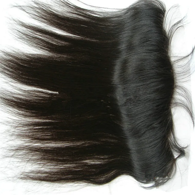 Virgem Malaio Do Cabelo Humano de Seda Reta De Seda Base de Renda Frontal Branqueada Nós Barato Base De Seda Orelha a Orelha Cheia de Renda Fechamento Frontal 13x4