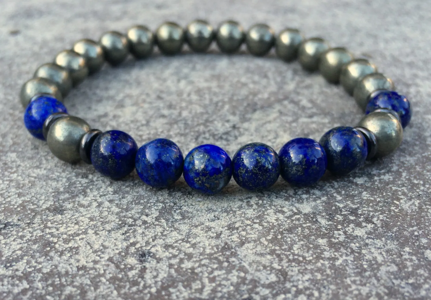 SN1080 Mens Pyrite Lapis браслет Lazule