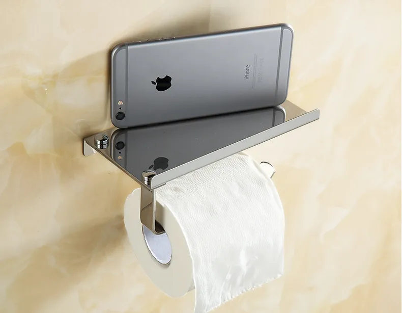 Creative Toliet Papier Houder Mutifunctionele Badkamer Hardware Organizer Roestvrijstalen Toiletrol Papier Mobiele Telefoon Holder