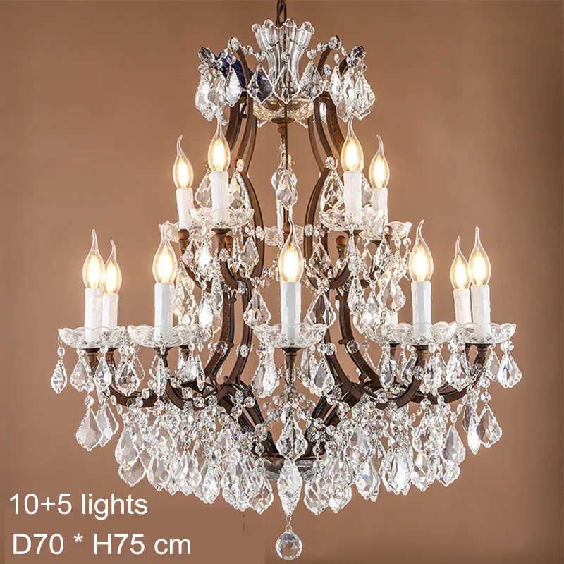 Maria Theresa Crystal Chandelier Lamps E14 E12 LED Candela glödlampa Lights Stor Crystal Lamp Rustic Loft Industrial Lighting 120V 240V