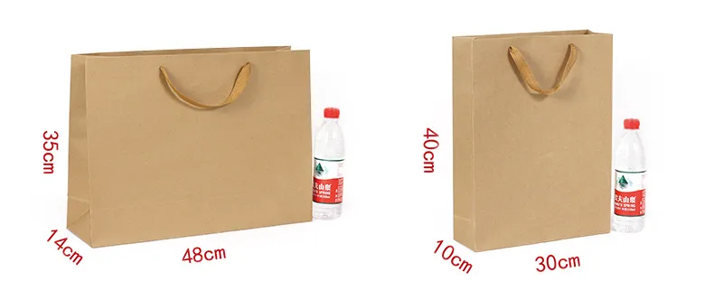 2016 10 rozmiarów Stock and Conditioned Paper Gift Bag Brown Kraft Paper Torka z uchwytami Whatle ELB1516956927