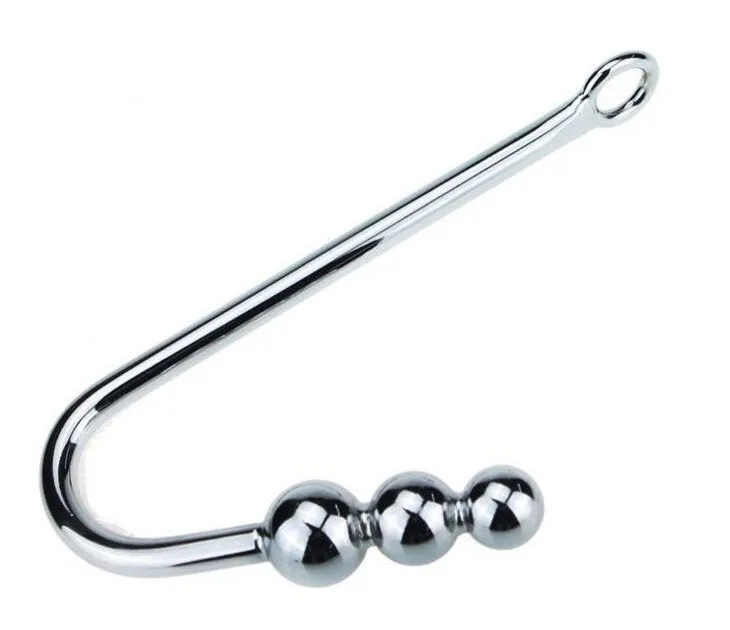 Stainless Steel Anal Hooks Metal Butt Plug Sex Toys For Couple Rope Hook with 3 balls Anus Stimulation
