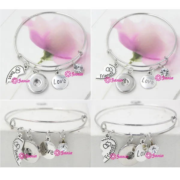 New Fashion Intercambiabili Gioielli Filo Bangle Best Friends 18mm Snap BanglesBracciali Gioielli per gli amici Regalo Gioielli regalo di compleanno