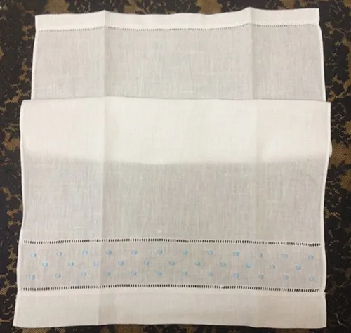 Home Textiles Towel 14x22"White linen Hand Towel with Embroidered Blue Swiss Dot Holiday Towe Guest Towel For Occasions