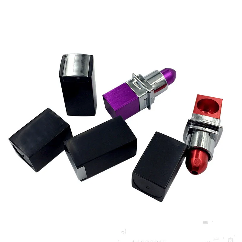 Red/Purple Grils Lipstick Pipes Smoking Tobacco Pipes Cigarette Metal Plastic Pipes fashion magic herb pipes mini portable cheap pipes