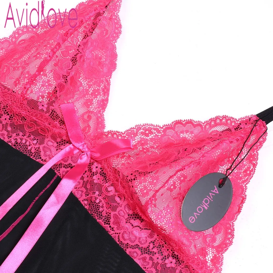 Avidlove الساخن مثير النساء غريبة babydolls مثير انظر من خلال الدانتيل ثوب النوم مثير ازياء البيجامة مع سلسلة u2