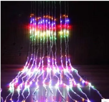 6m *1.5 M 300 led wide fluctuation water waterfall LED lights string of garden decoration wedding background light Waterproof IP44