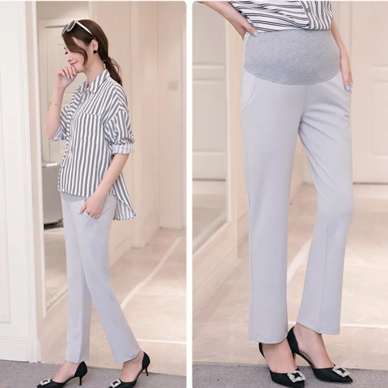 Office Ladies Formal Work Maternity Belly Pants Autumn Spring Fashion Pregnancy OL Straight Pants for Pregnant Women