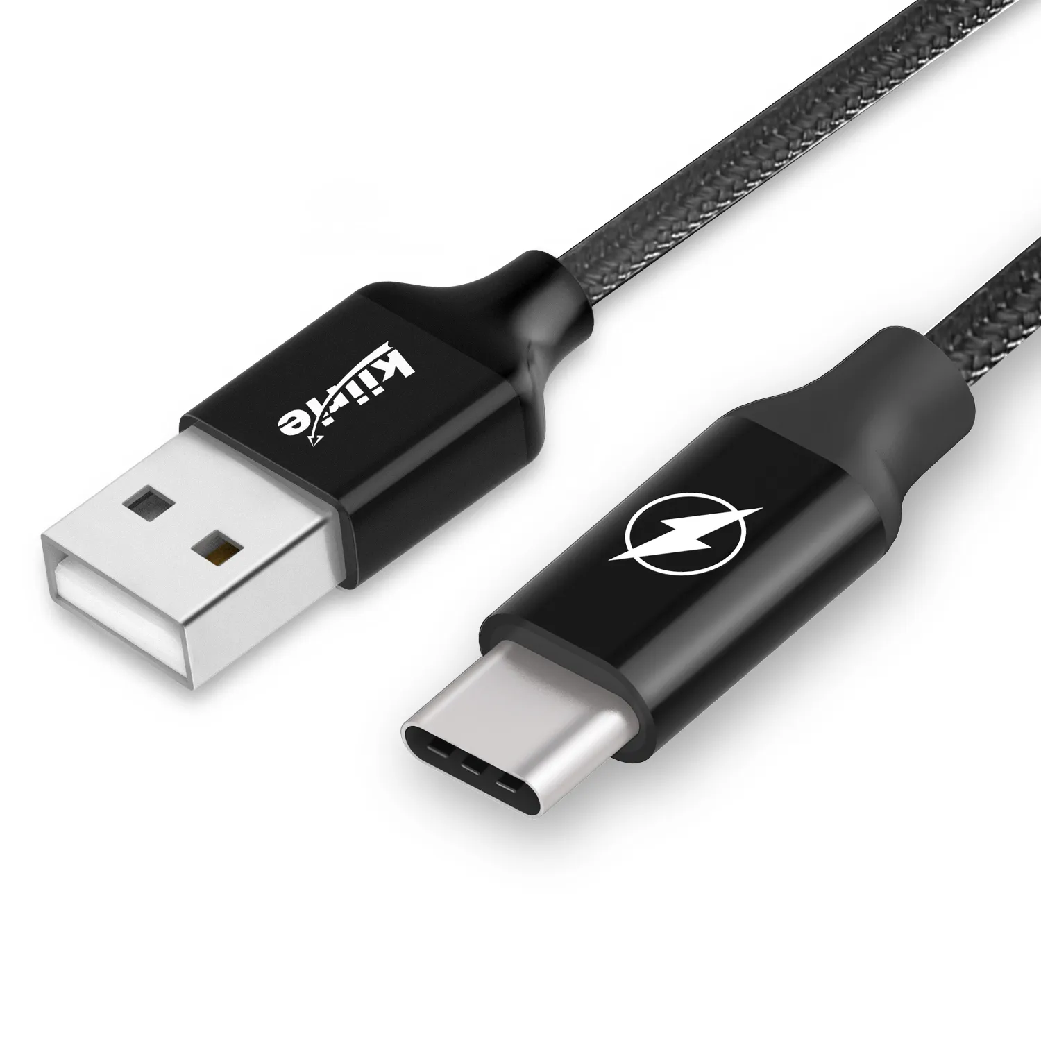 USB Type C Cable Nylon Braided Cord Fast Charger with Reversible Connector for Type C USB Devices FCC CP65 CE ROHS