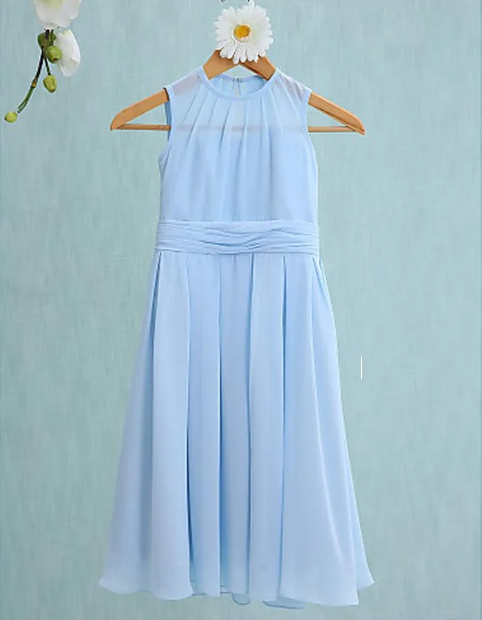 Beautiful Cute Jewel Junior Bridesmaid Dresses Flower Girls' Dresses for Formal Occasion Custom Made Cheap A-Line Tea-length