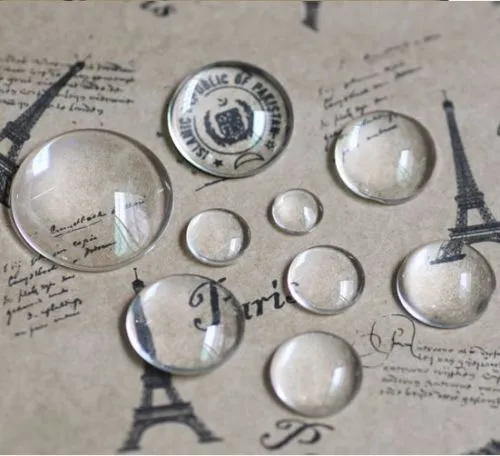 100 Stück gewölbte runde transparente Klarglas-Cabochons Cameo-Fassungen Glasabdeckung 12 mm
