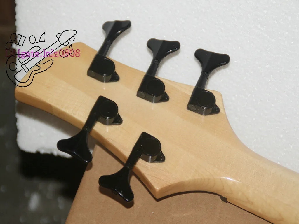 Custom 5 Struny Gitara Basowa Gorąca Sprzedaż 5 Struny Elektryczna Gitara Basowa Natural One Piece Body OEM Dostępna wysoka jakość