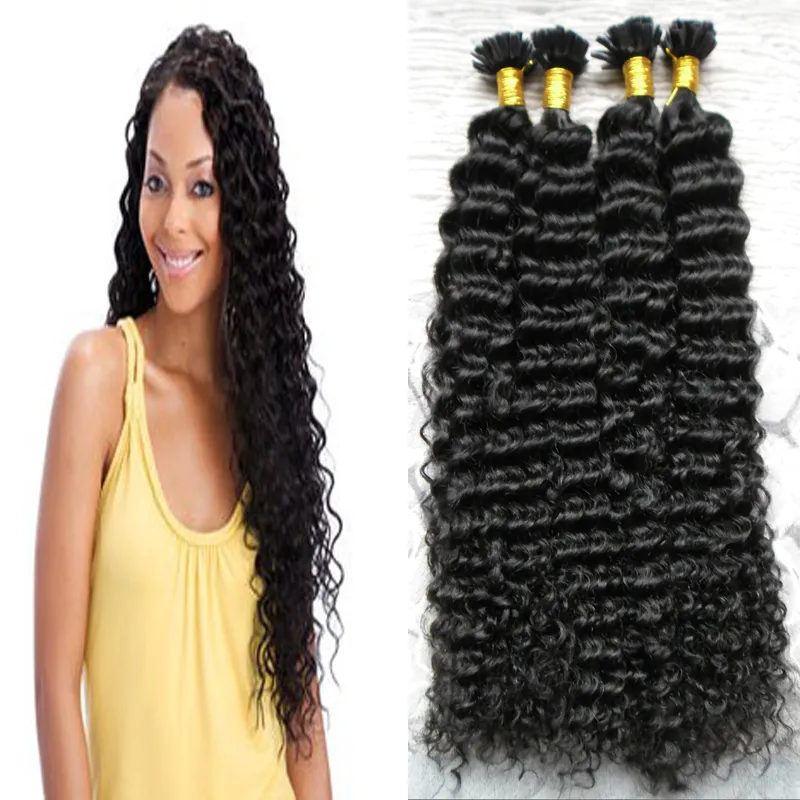 Brazylijski Kinky Curly Fusion Hair Extensions 200g Keratyny Ludzkie Fusion Hair Doil U Wskazówka 100% Remy Human Hair Extensions