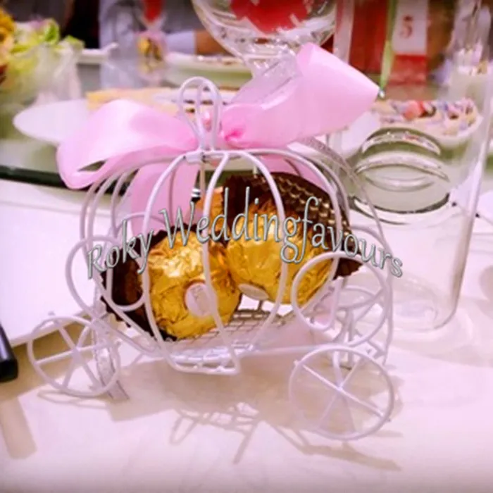 LIVRAISON GRATUITE 50 PCS Fer Citrouille Chariot Bonbons Boîtes Faveurs De Mariage Boîtes Fête D'anniversaire Faveurs Anniversaire Table Décoration Cadeaux