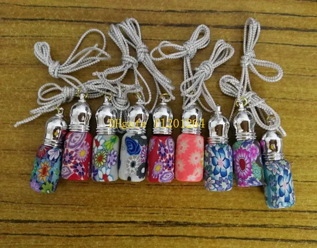 / Livraison gratuite en gros 3 ML Polymer Clay Perfume Bottrges Boulon à rouleau vide Pendre Car