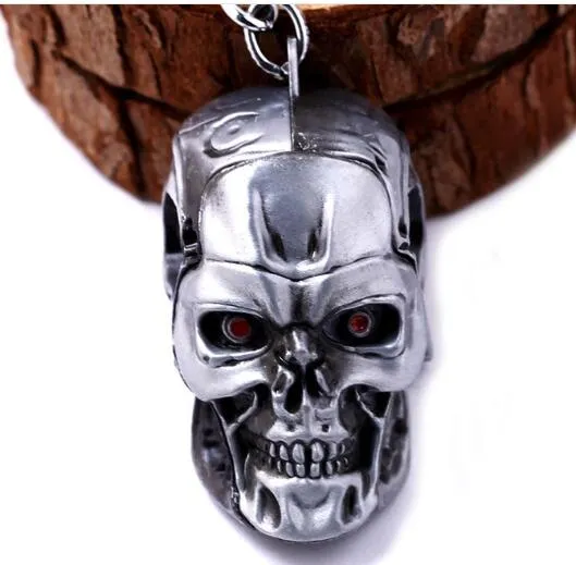 Cool 3D Forma de Crânio Metal Keychain Keyring Liga Chave Titular Anéis