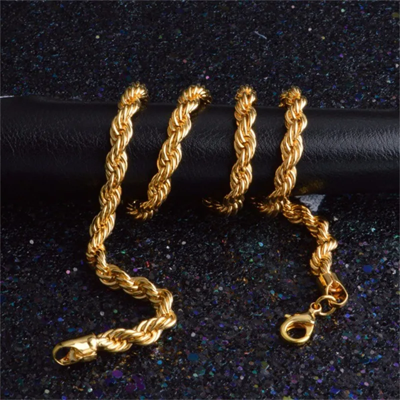 YHAMNI nouvelle mode collier en or avec timbre couleur or 6 MM 20 pouces longue chaîne ed collier or bijoux fins NX1843257