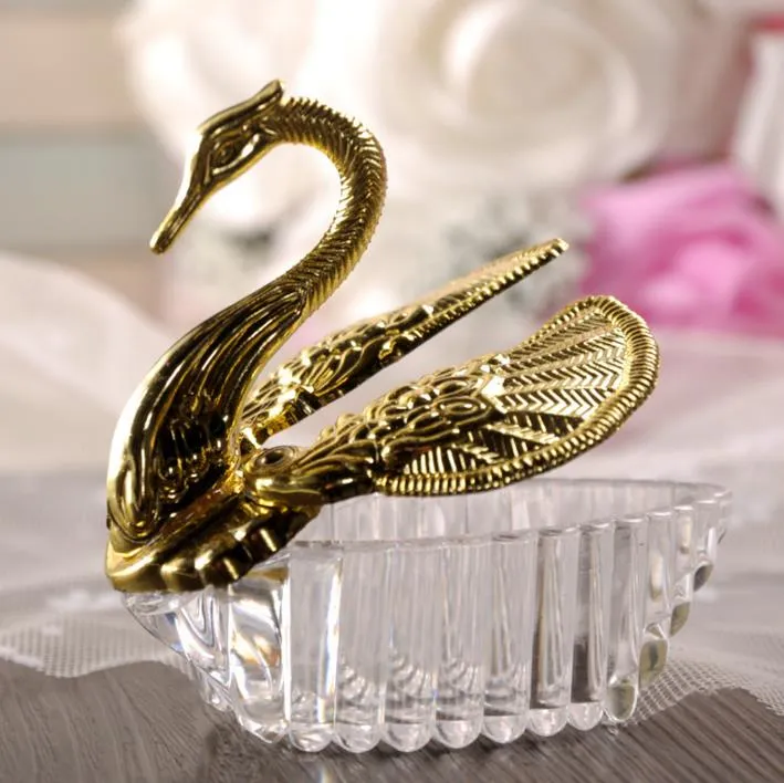 Romatic Swan Wedding Party Gift Candy Boxes Eleganckie Favor Rocznicowe Uroczystości Słodkie Czekoladowe Okładki Box Decoration Gold Silver