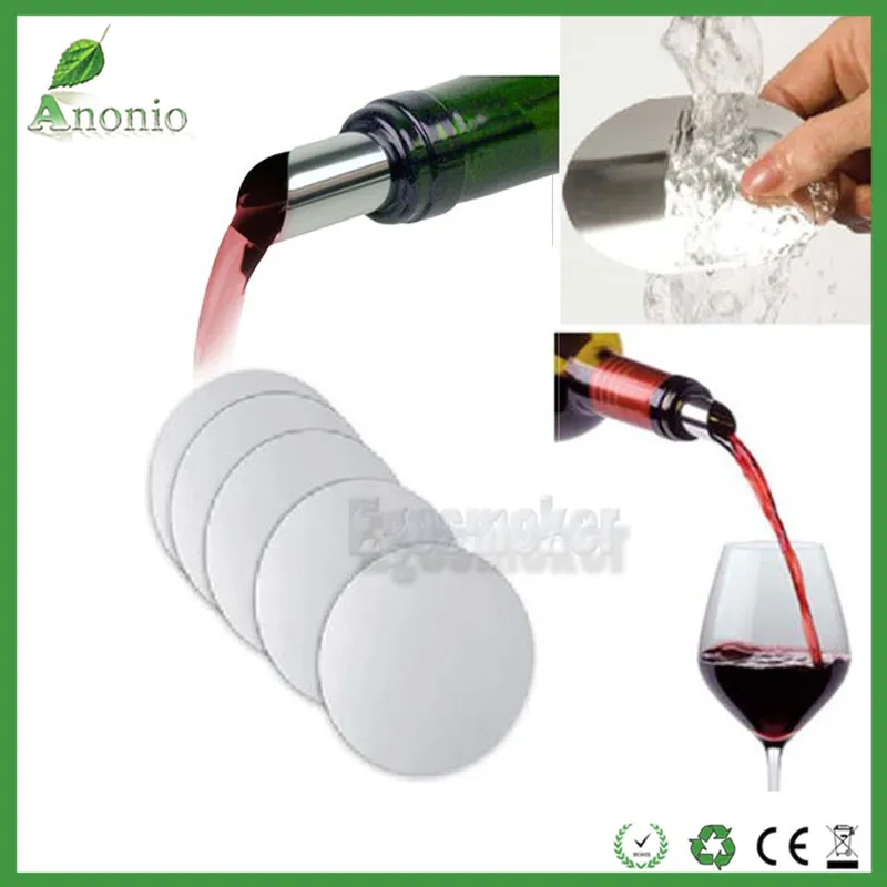 100 unids/lote disco de vino práctico vertedor de vino whisky vertedores de papel de aluminio para detener la caída de vino degustación de vino herramientas de Bar de regalo de fiesta vertedor de vino