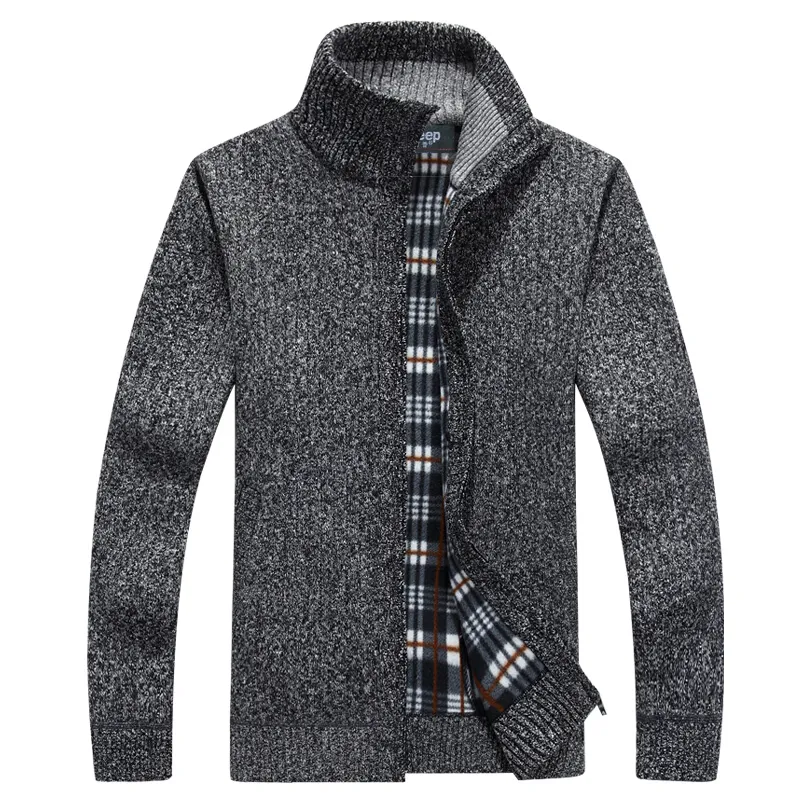 Novo cardigã masculino cardigans malhas com zíper suéteres quentes de lã com capuz moletom casual com capuz para outono inverno