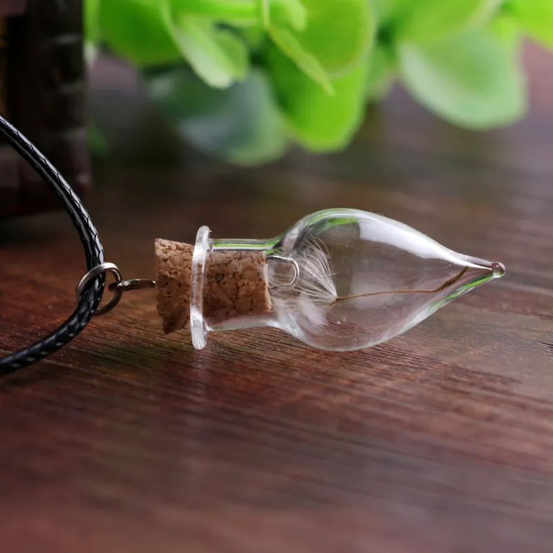 Mignon fait à la main bouteille en verre pissenlit pendentif colliers avec chaîne pour femmes hommes amoureux fête Club bijoux chanceux