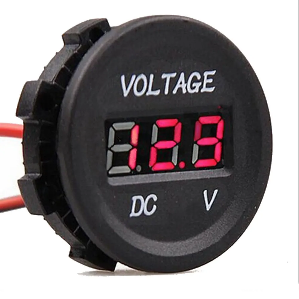 Professionell Vattentät mätare LED Digital Display Voltmeter 12V-24V Röd Blå Grön LED Light för Universal Car Motorcykel Mått 6V-36V