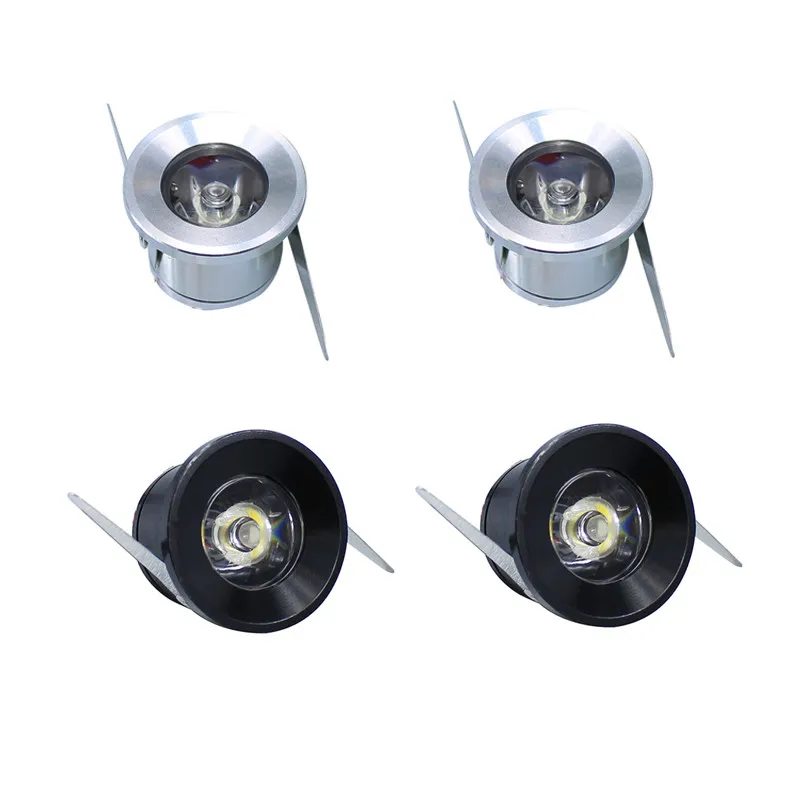 Corpo in argento / nero Mini lampada da armadio a led 1w Mini spot a incasso a LED AC85-265V da incasso a soffitto