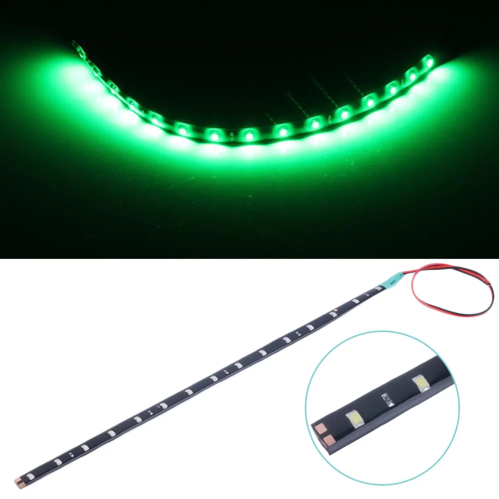 15LED/30cm Faixa de LED à prova d'água 3528 12V DC SMD Faixas de LED flexíveis de alta potência para carro, branco/azul/vermelho/verde/amarelo