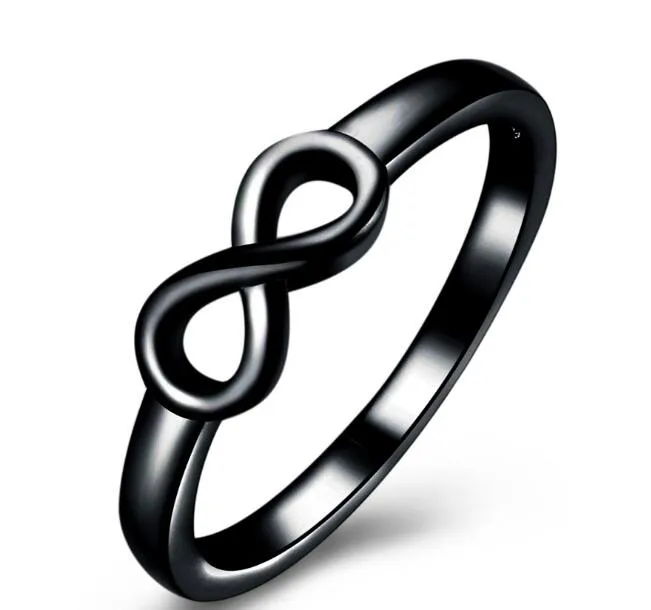 Golden silvery black plating 925 Sterling Silver Infinity ring charms Man woman fashion jewelry size US6/7/8/9/10