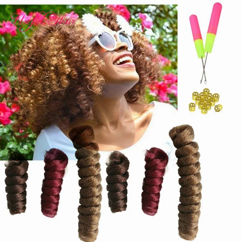 bouncy 2021 fashion Curl kalon synthetic braiding crochet hair extensions toni saniya curly for black women 10inch 20 inch ombre bug brown color