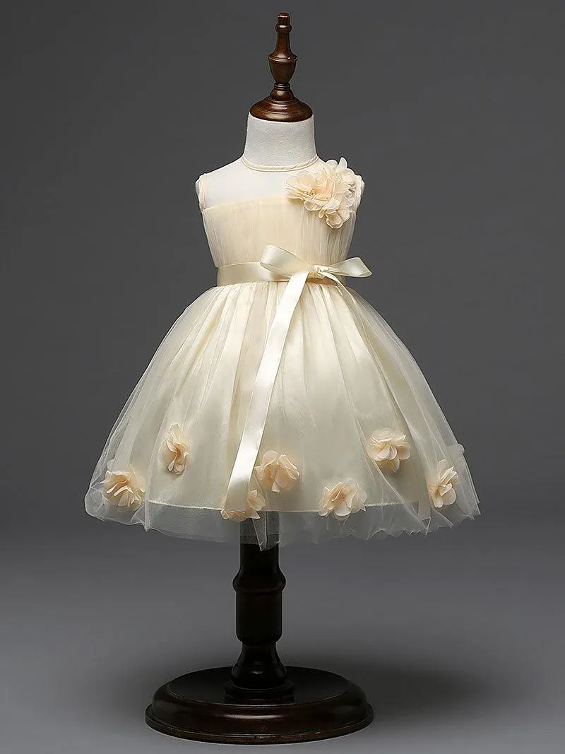 Latest design flower girls wedding dress 3D rose baby girl tutu skirts kids girl's party yarn tulle organza dresses children ball gown