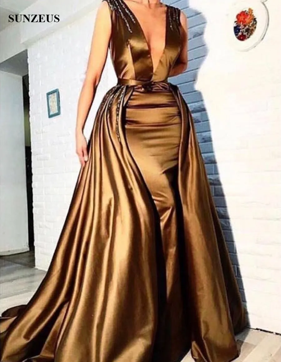 green emerald velvet dress Elegant Rose Gold Sequence Deep V-Neck Ruffle Tie-Up Open Back Dress with Long Sleeve M / Rose Gold main image 1