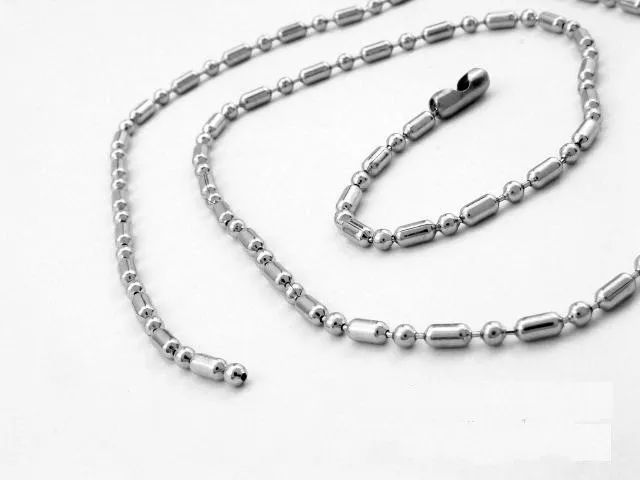 Collier en acier inoxydable 304, chaînes à billes perlées de 2.4mm, 50cm, 55cm, 60cm, 70cm, 20 piècesFN101