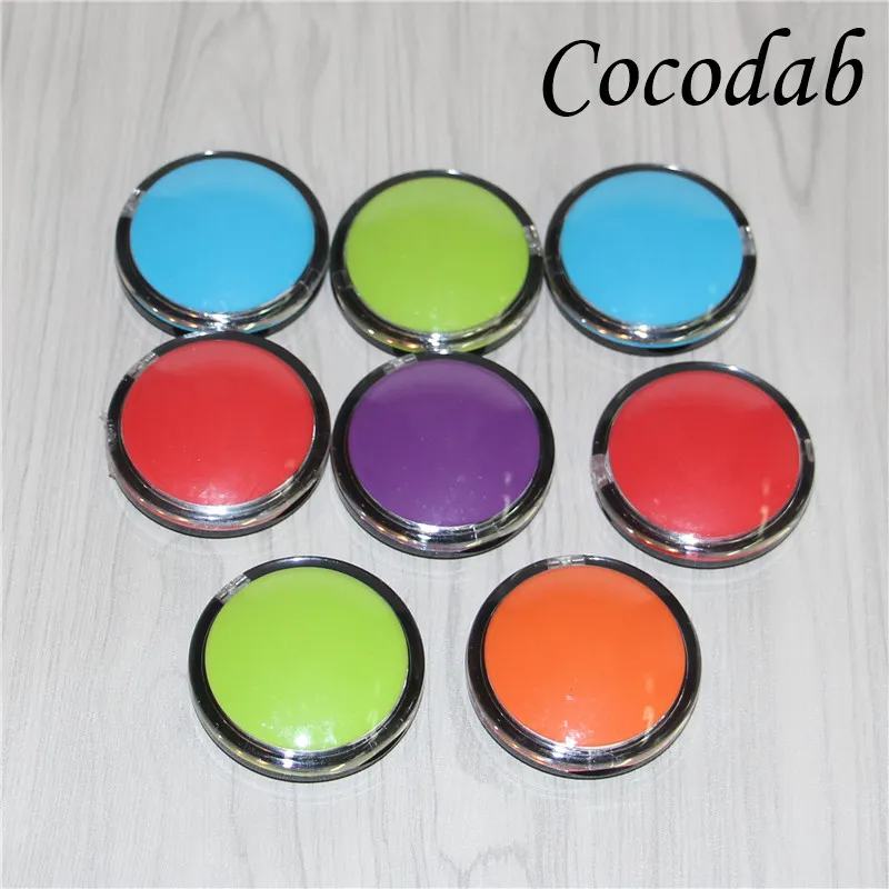 new acrylic clam shell silicone dab jar wallet container 6ml silicone jars dab wax vaporizer oil container 205 8 mm free