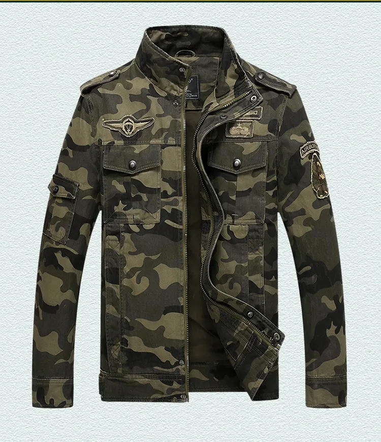 Erkekler Ordu ceketleri artı boyutu 6XL dış giyim işlemeli erkek ceketi