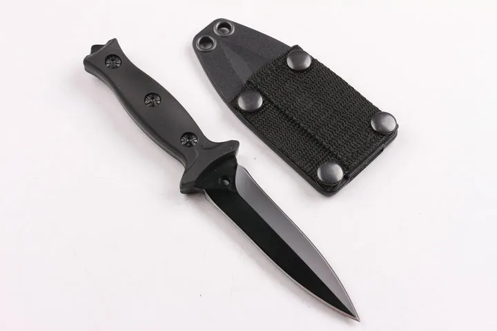 Double action Spear point Fixed blade knife Outdoor camping hiking hunting survival knives with ABS K sheath