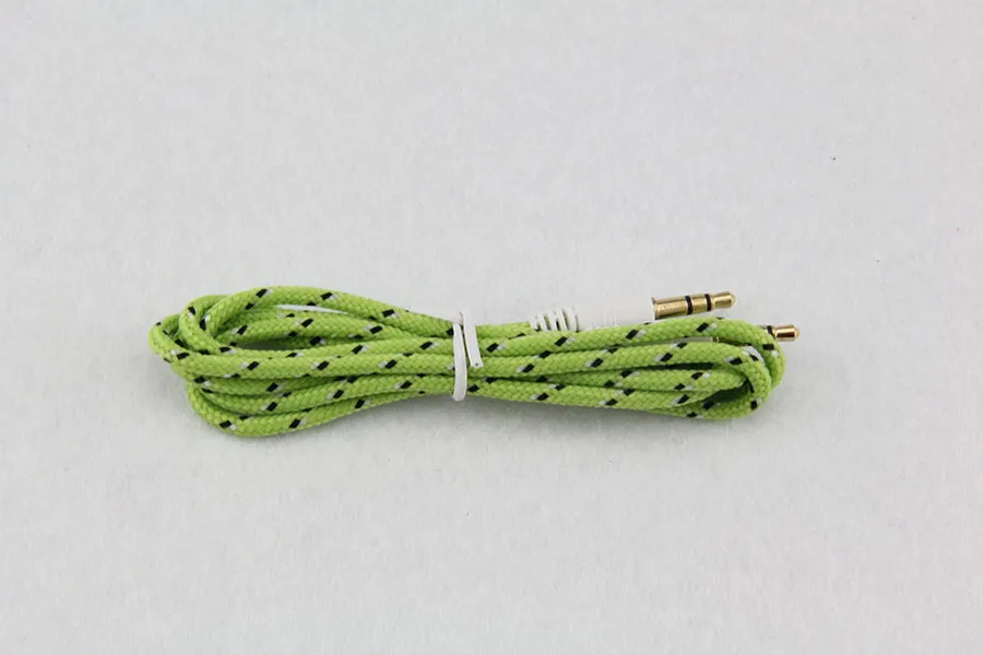 Wholesale 1m 3ft 3.5mm Audio Aux Male Stereo Woven Fabric Braided Cable For Phone pc in metal cord 