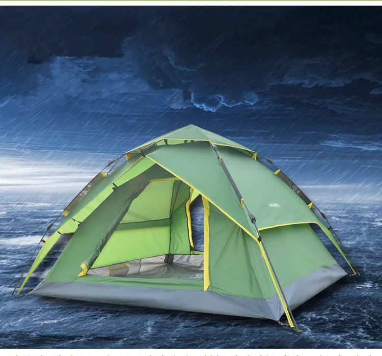 Camping SheltersTent Opening Hydraulic Automatic Tent Camping Shelters Waterproof Sunny Double-deck Protective Outdoors Tents for 3-4 Person