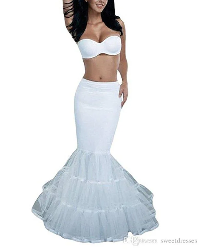 Biały Syrenka Ślubna Ślubna Ślub Petticoat Slip Wzburzyć Underskirt Fishtail Petticoat na specjalną okazję Dress In Tani
