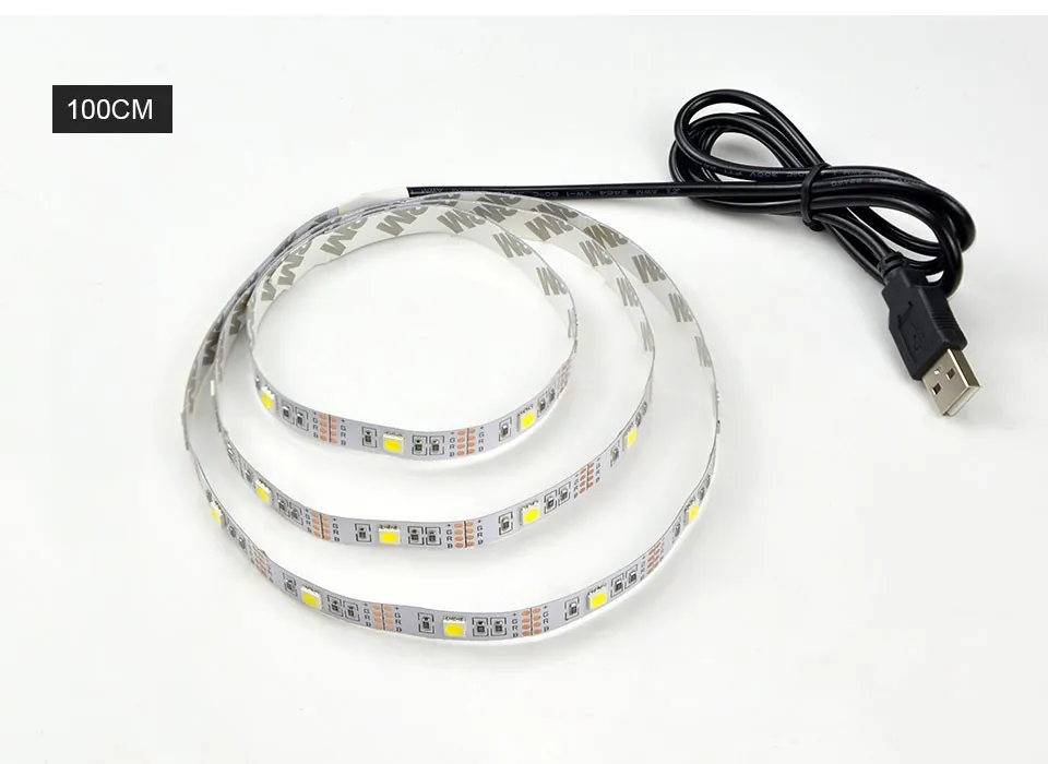 Tira de luz LED USB no impermeable de 50CM 1M 5V 5050 3528 SMD RGB tira de iluminación de fondo de TV Flexible blanco cálido/frío