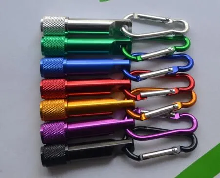 Birthday christmas lights gifts LED Mini Flashlight Aluminum Alloy Torch with Carabiner Ring Keyrings Key Chain mini LED Flashlight