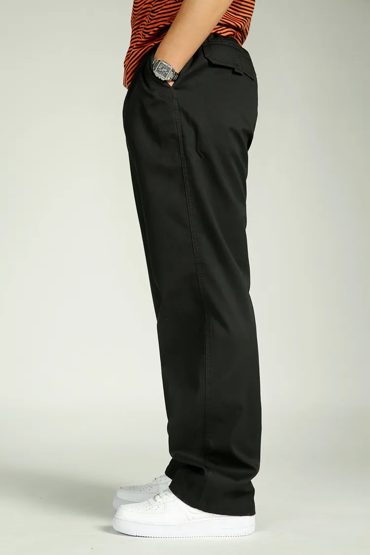 Plus storlek hiphopkläder i full längd RELEXED Nya lösa byxor Casual mode Big Fat Mens Cargo Pants Man Comfort Cotton Man 264a