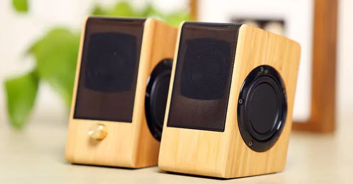 Natural Bamboo Hi-fi Multimedia Bass Stereo computer Speaker Full Bamboo Subwoofer 2 0 Desktop Wooden wood Speaker for PC Laptop C270Z