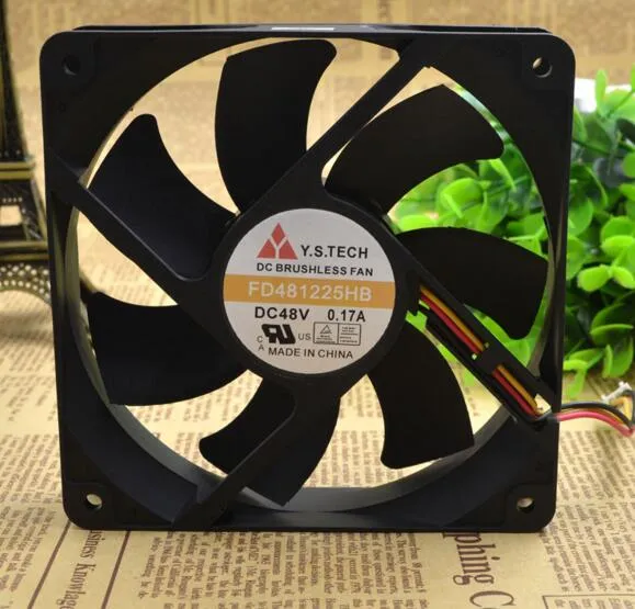 Y.S.Tech FD481225HB 120 * 120 * 25 12CM 48V 0.17A 3 Wire Double Ball Server Fan