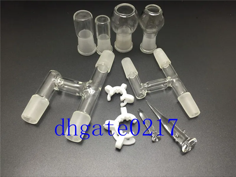 smoking pipe 18mm 14mm 90 degree Oil Reclaimer Glass Adapter for Bongs Water Pipe Comes with jar head and keck clip