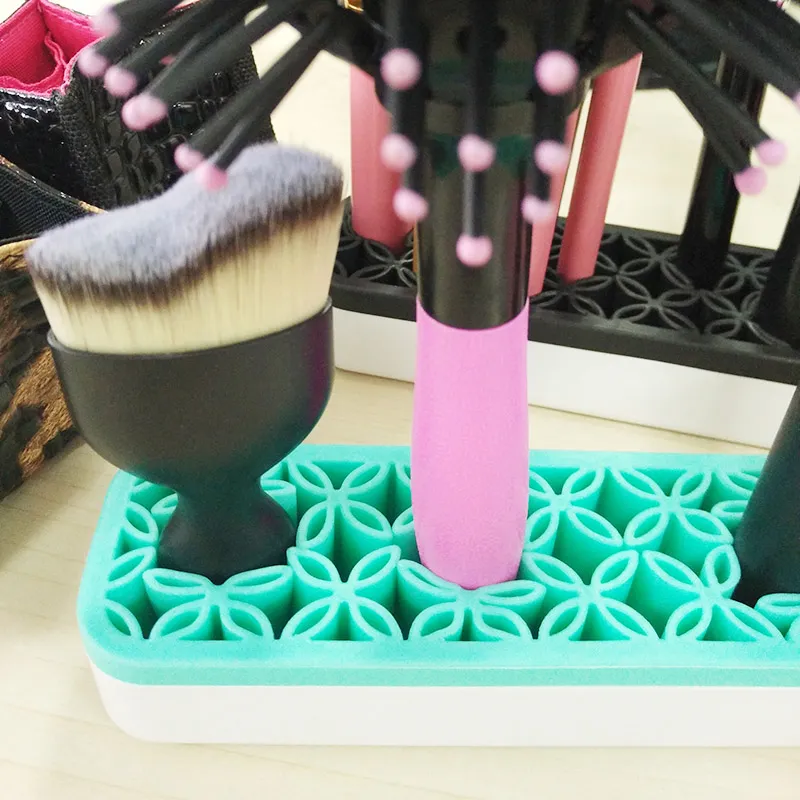 Silikon Makyaj Fırça Tutucu Kozmetik Organizatör Kurutma Raf Raf Makyaj Fırça Güzellik Fırçalar Kalem Eyeliner Depolama için Ekran Standı