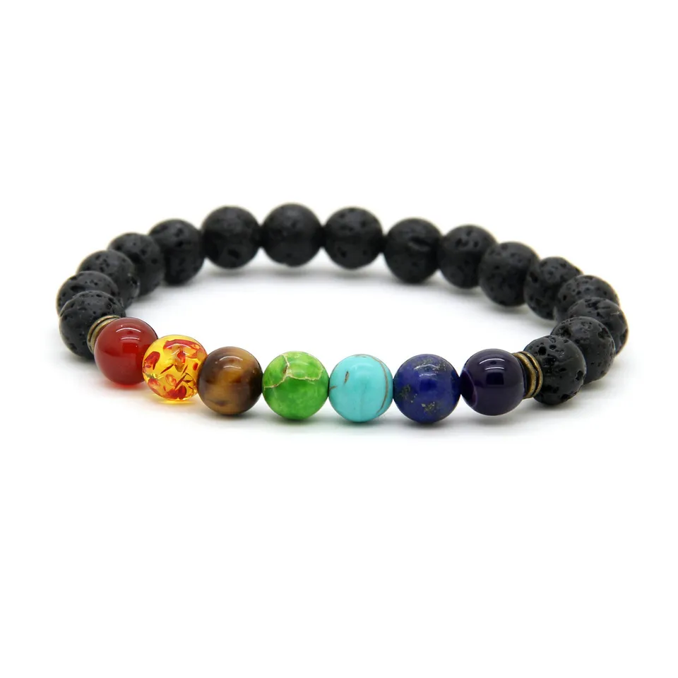 Wholesale Best Quality Black Lava Stone Beads with Sediment, tiger eye stone Stretch women & Mens Energy Yoga Gift Bracelets